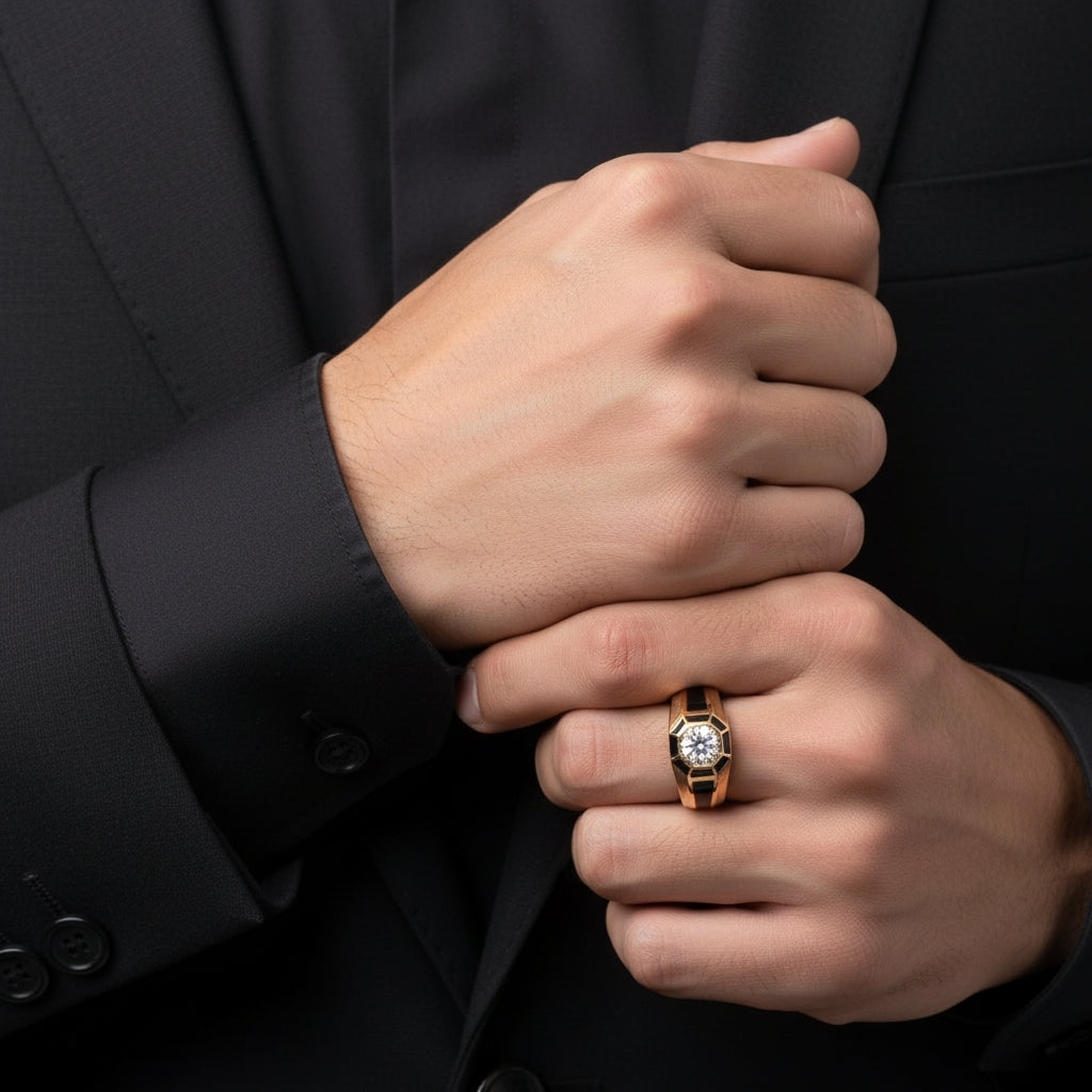 Black Stripe Statement ring