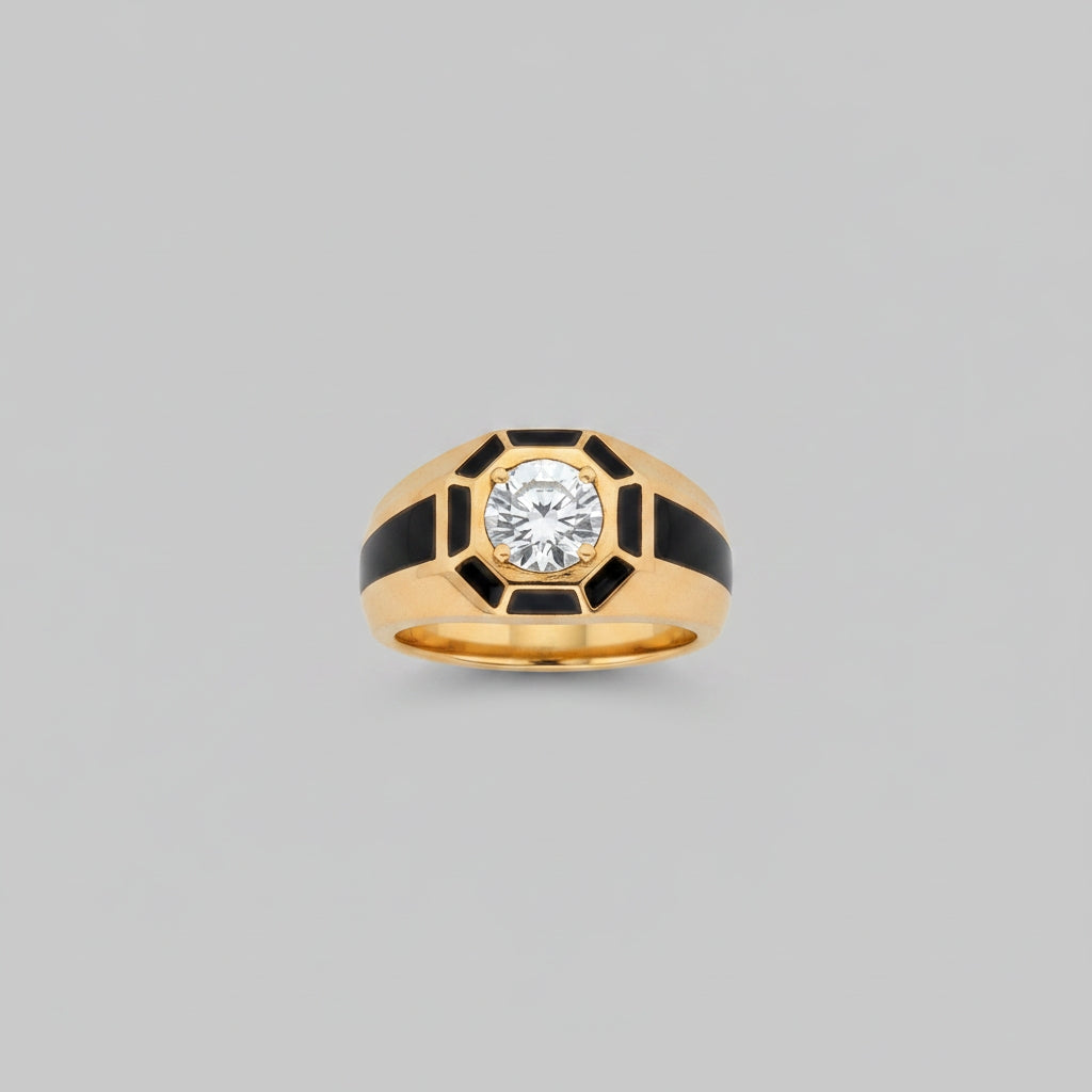Black Stripe Statement ring