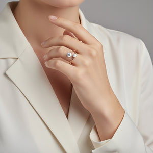 Floral Sparkle Twin-Top Ring