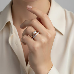 Flowing lab-grown diamond engagement ring for women – 100% custom-made
