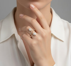 Twin Drop Solitaire Ring