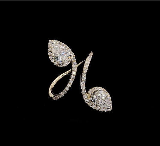 Twin Drop Solitaire Ring