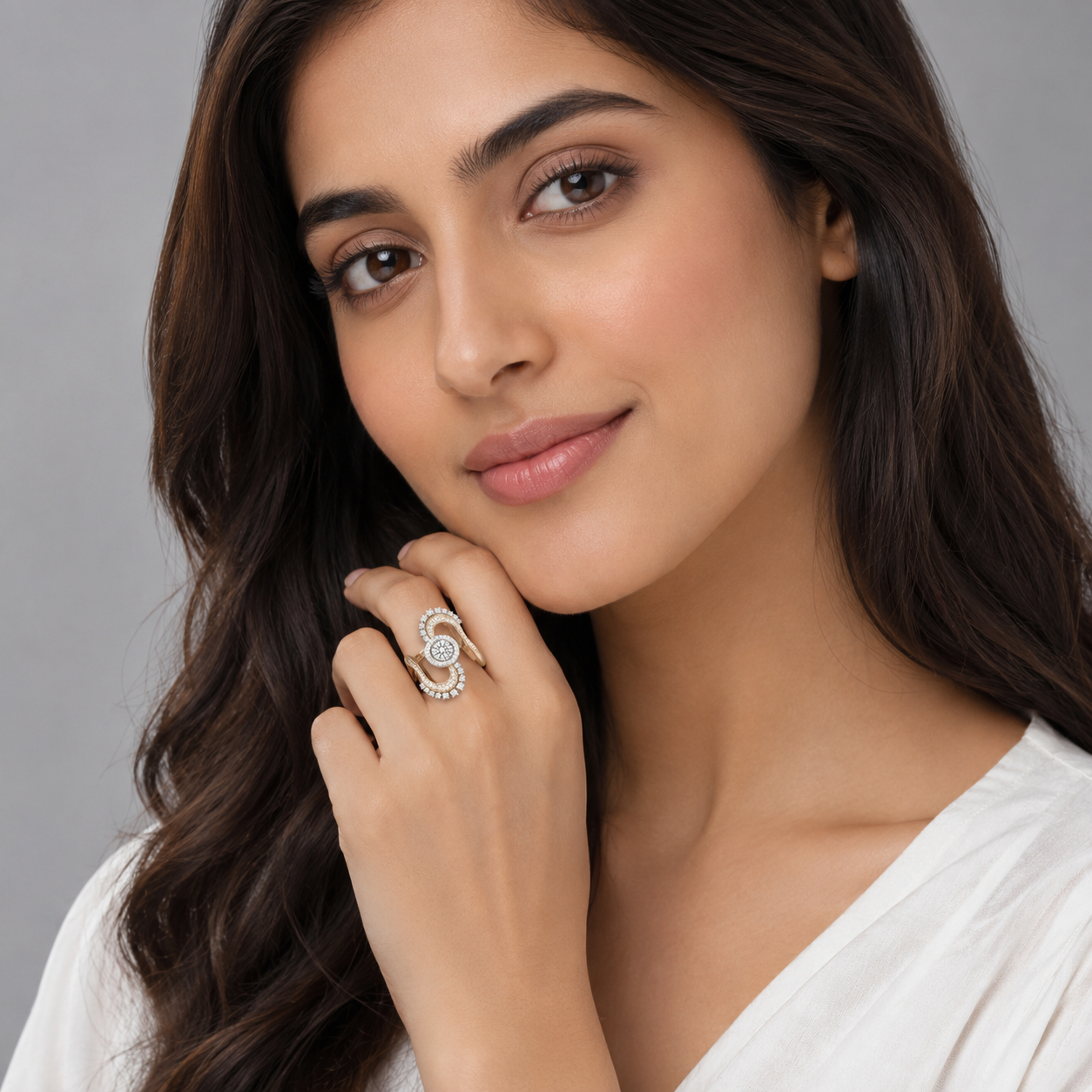 Sculptural lab-grown solitaire diamond ring for women – bold spiral luxury