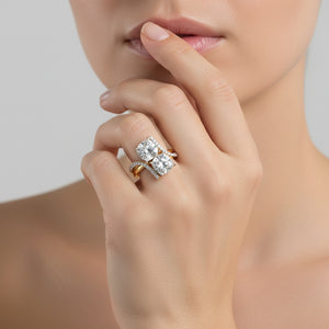Cushion Duo Solitaire Ring