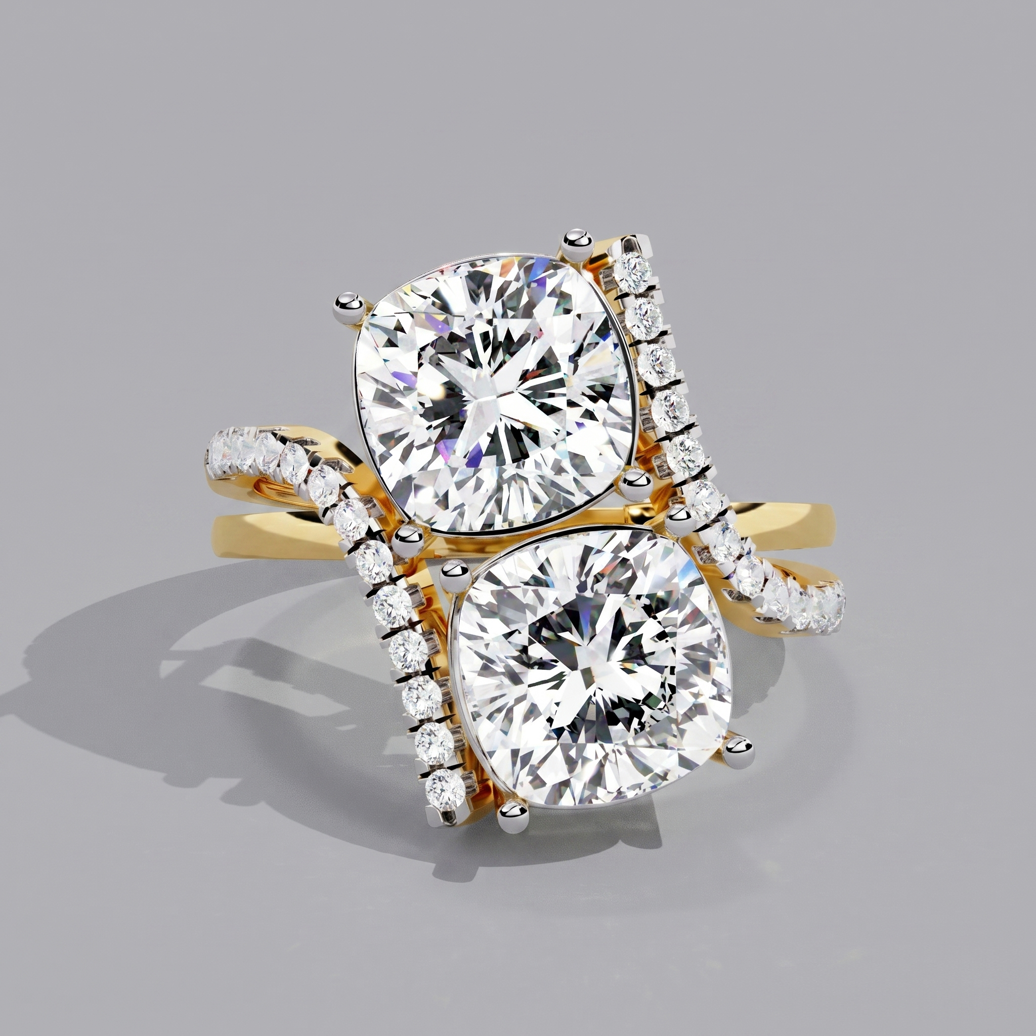 Cushion Duo Solitaire Ring