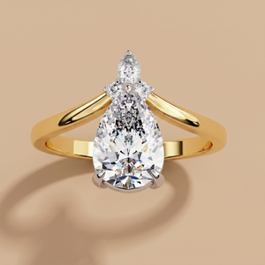 Pear cluster lab-grown solitaire diamond ladies ring – 100% secure shipping