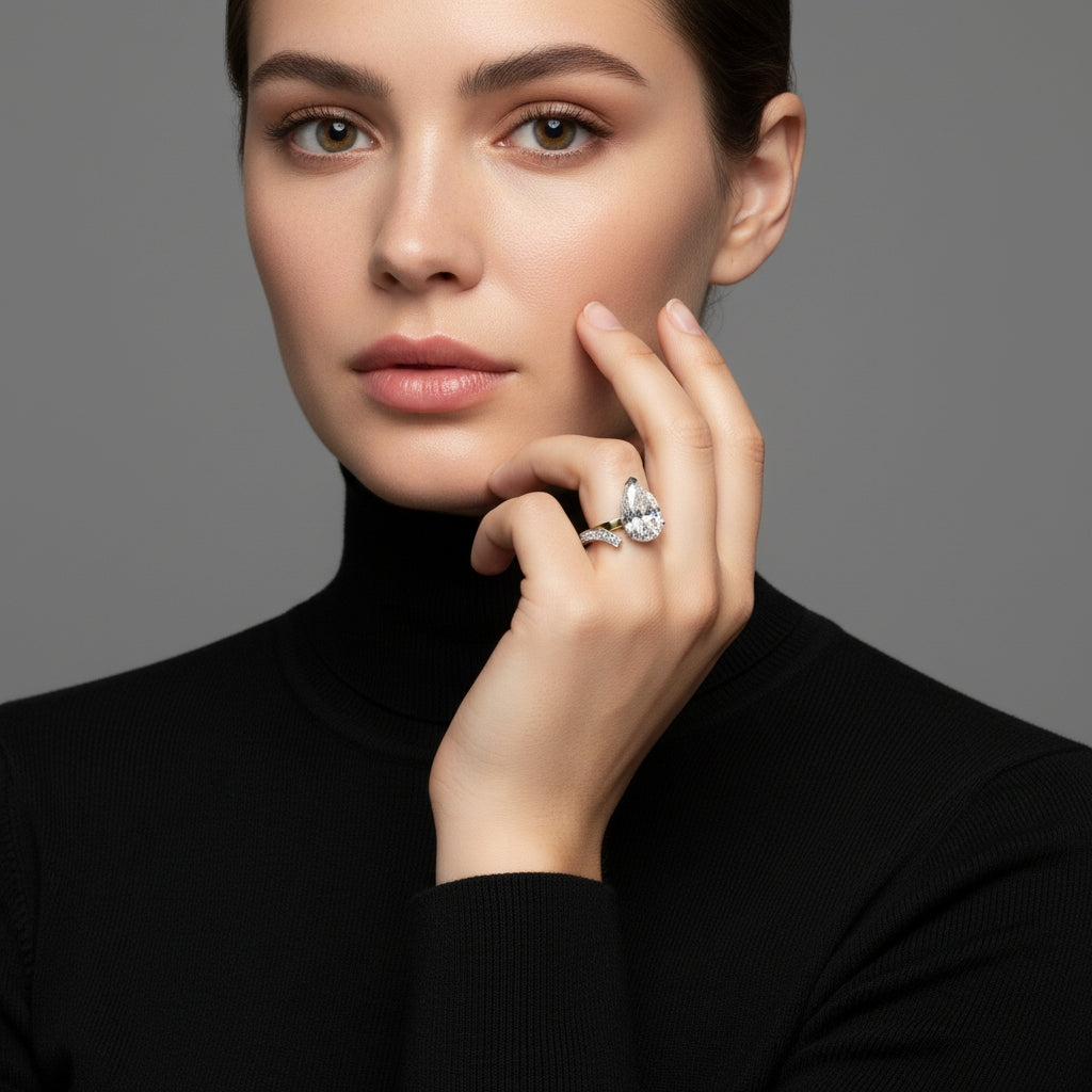 Lab-created open-style solitaire diamond ring for women – 100% custom-made