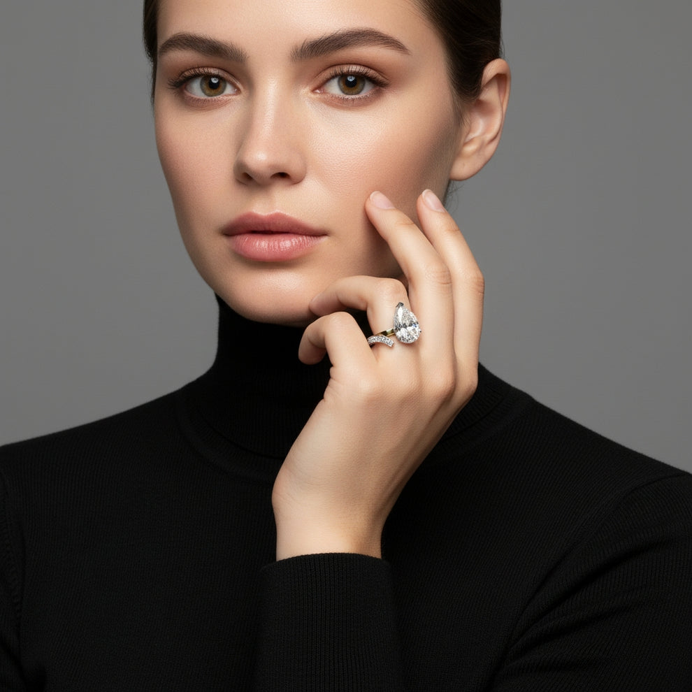 Classic Solitaire Drop Open Ring