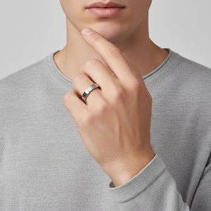 Solitaire Pave Link Band Ring