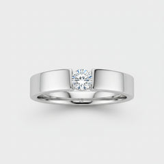 Solitaire Pave Link Band Ring