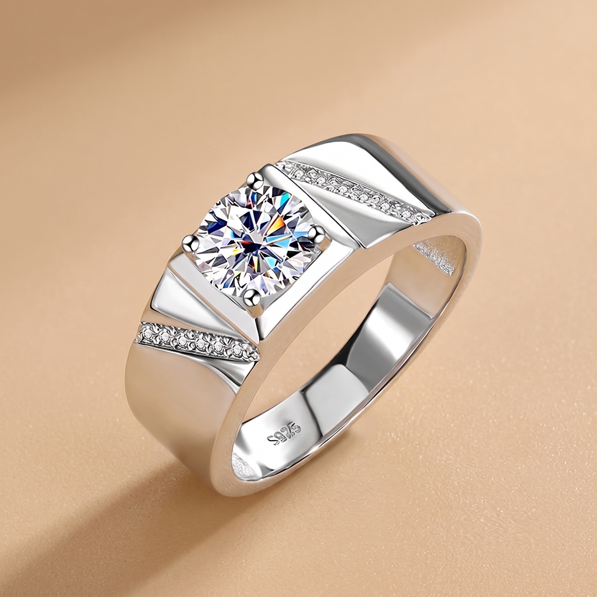 1.5ct labgrown cushion diamond men's engagement ring