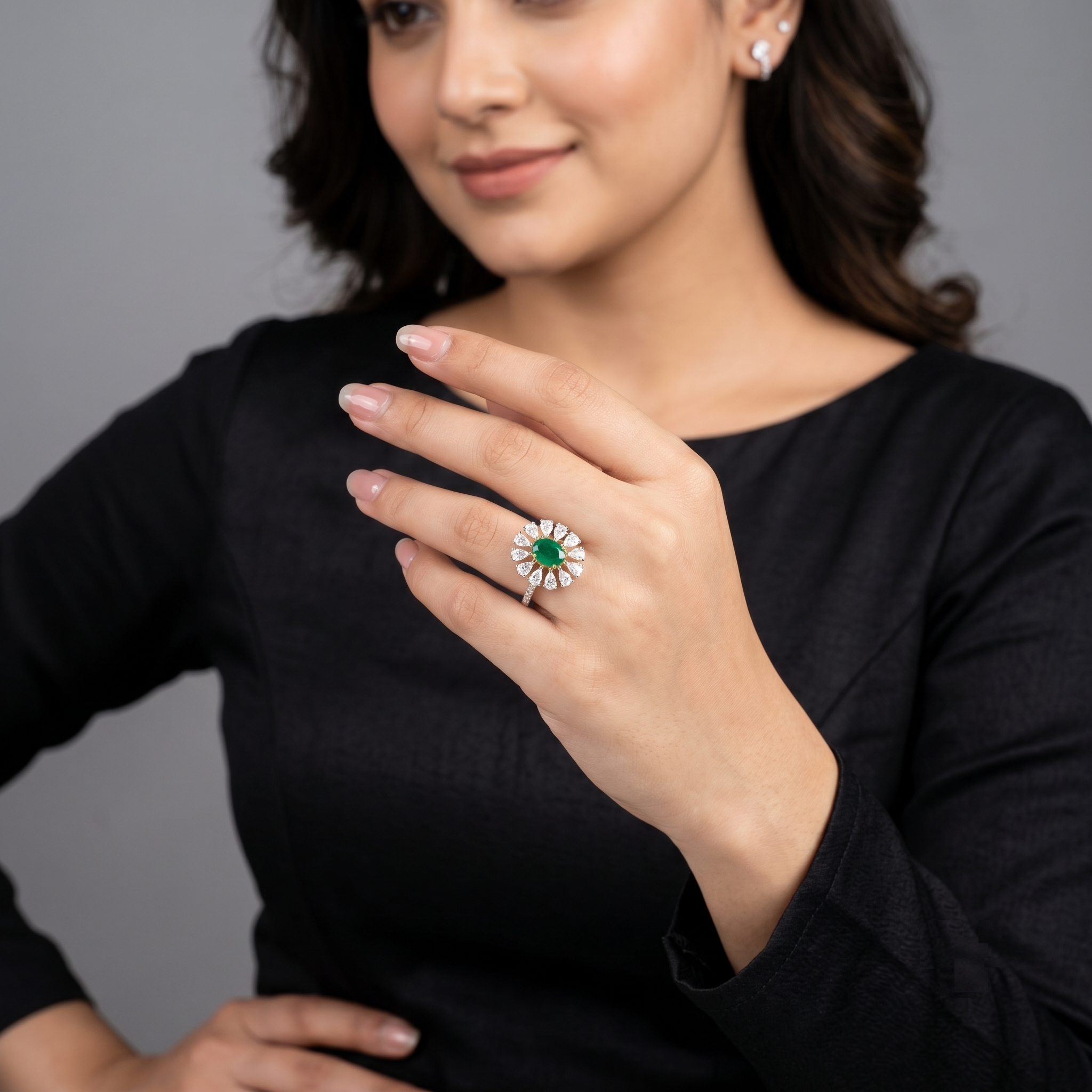 2ct Labgrown Emerald Cocktail Ring