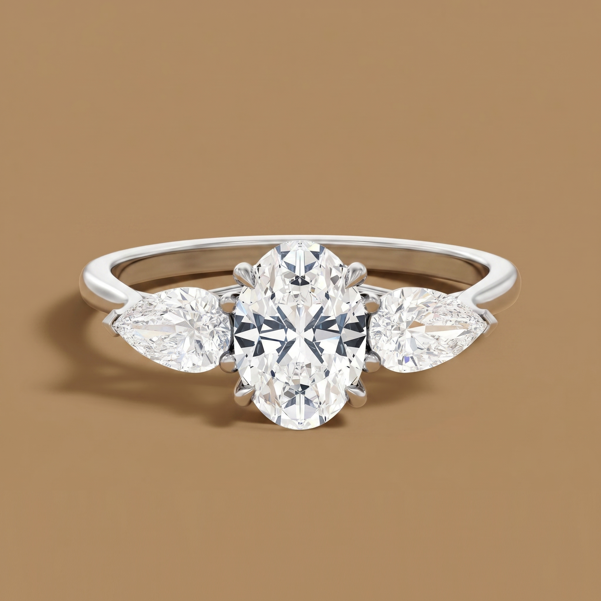2ct Labgrown Oval Three Stone Engagement Ring