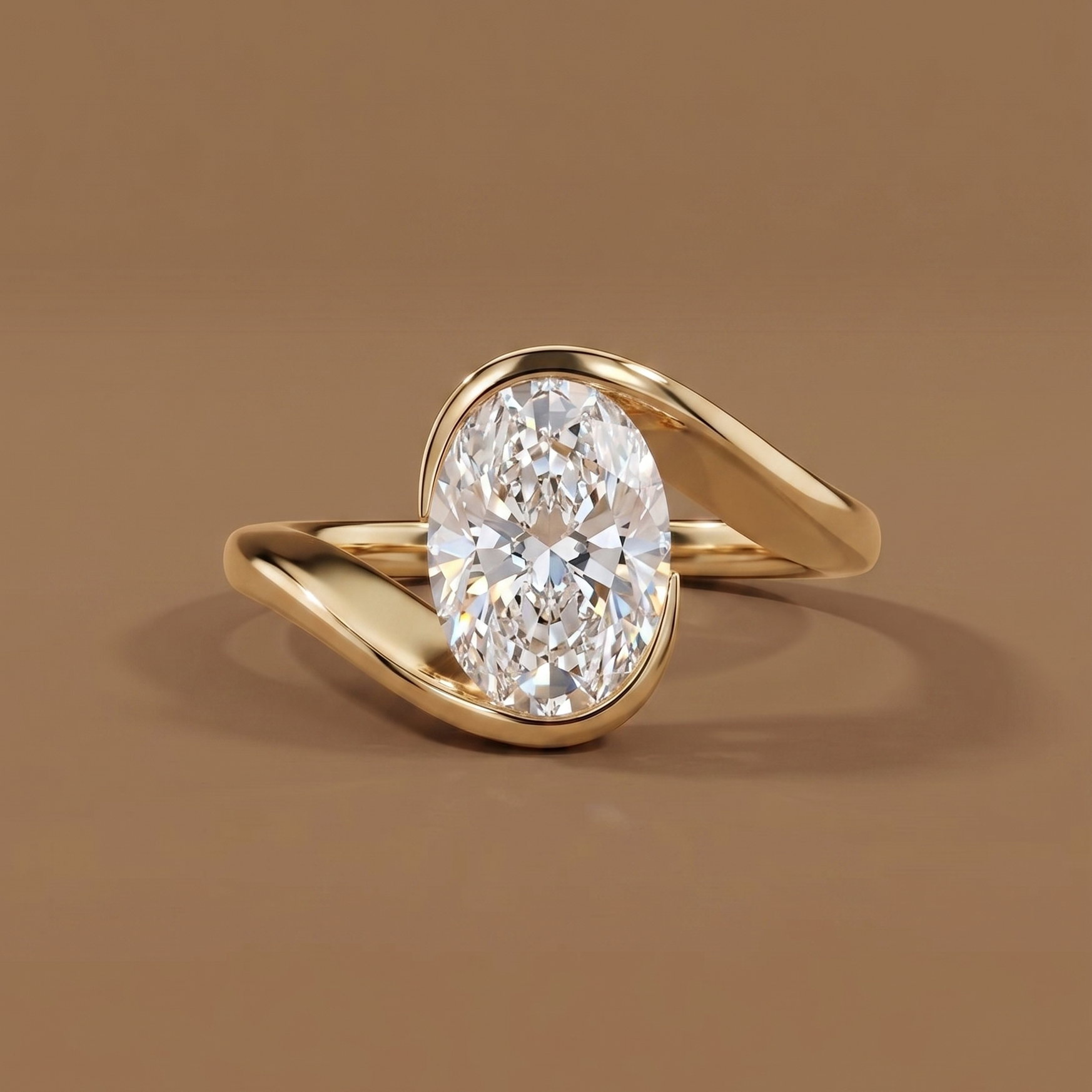 2ct Labgrown Oval Solitaire Hug Ring