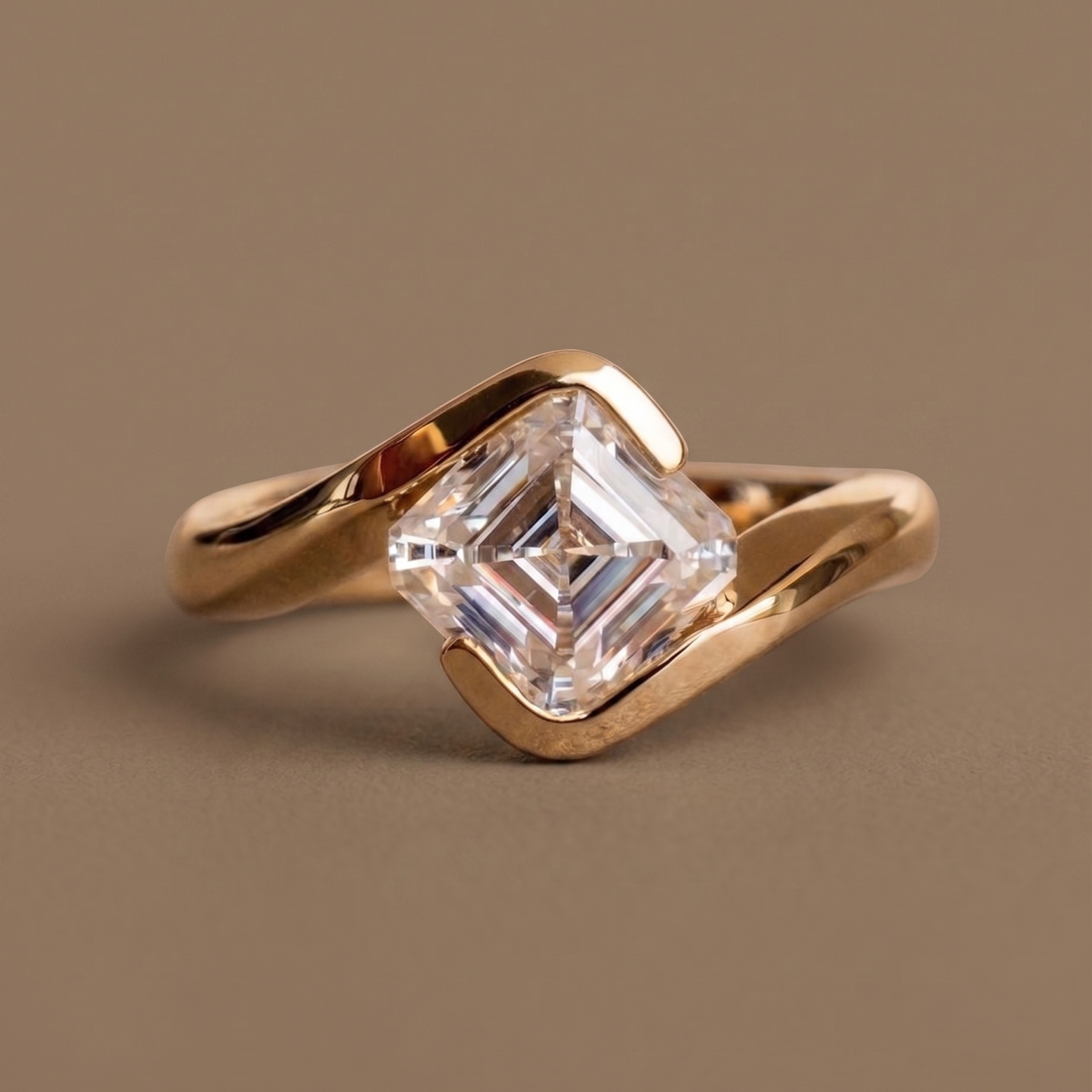 2ct Labgrown Aschher Solitaire Hug Ring