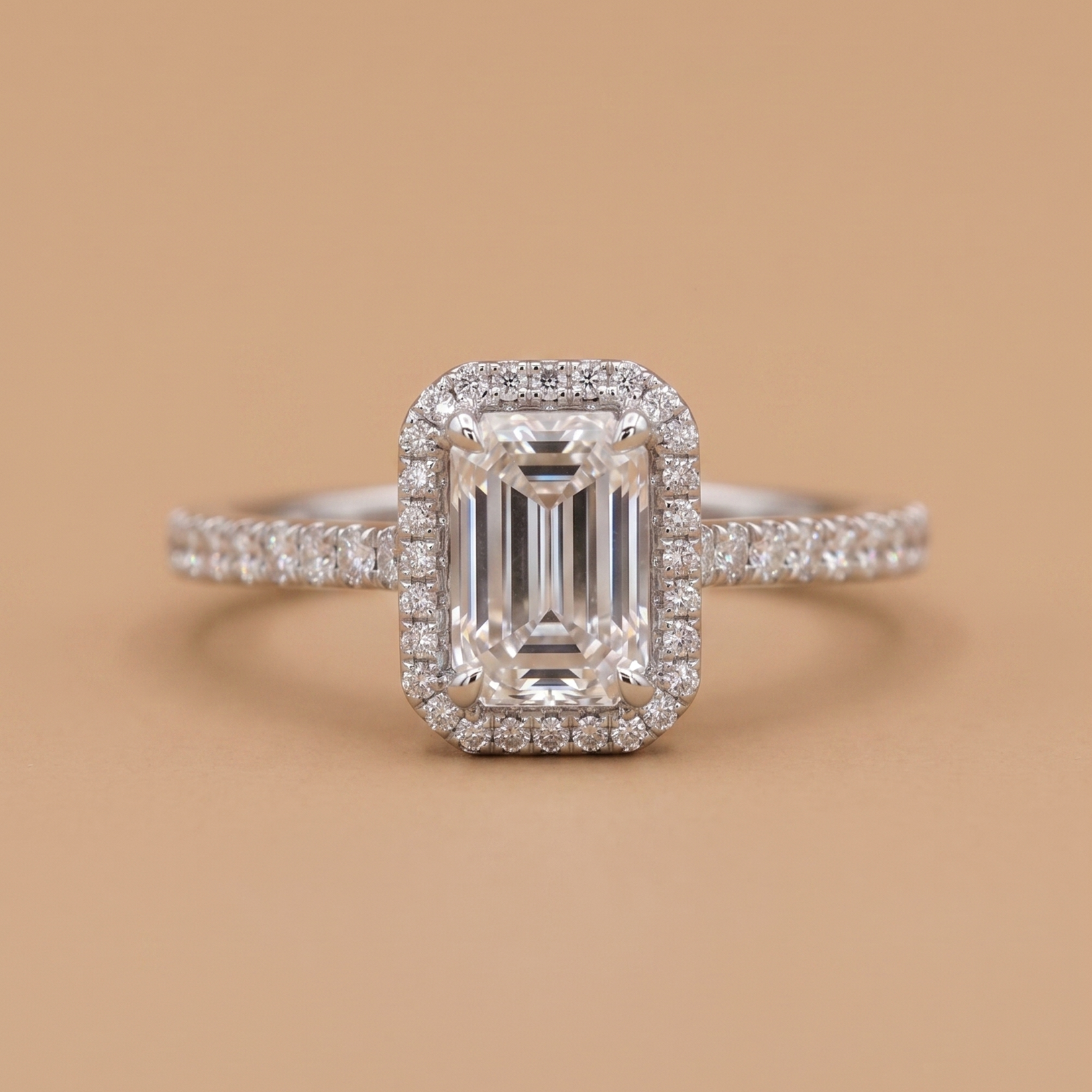 2.5ct Labgrown Emerald Halo Engagement Ring