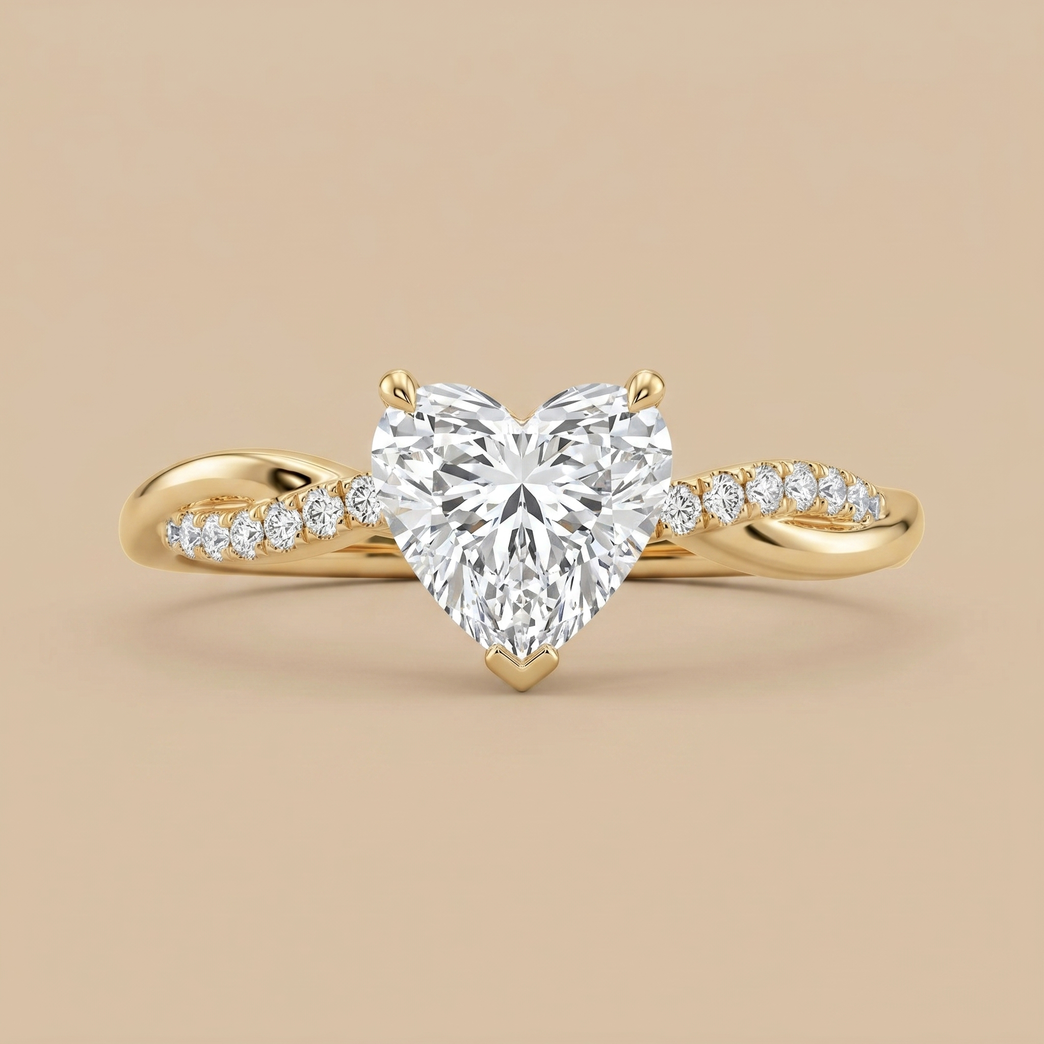 2ct Heart Solitaire Twisted Ring