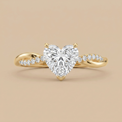 2ct Heart Solitaire Twisted Ring