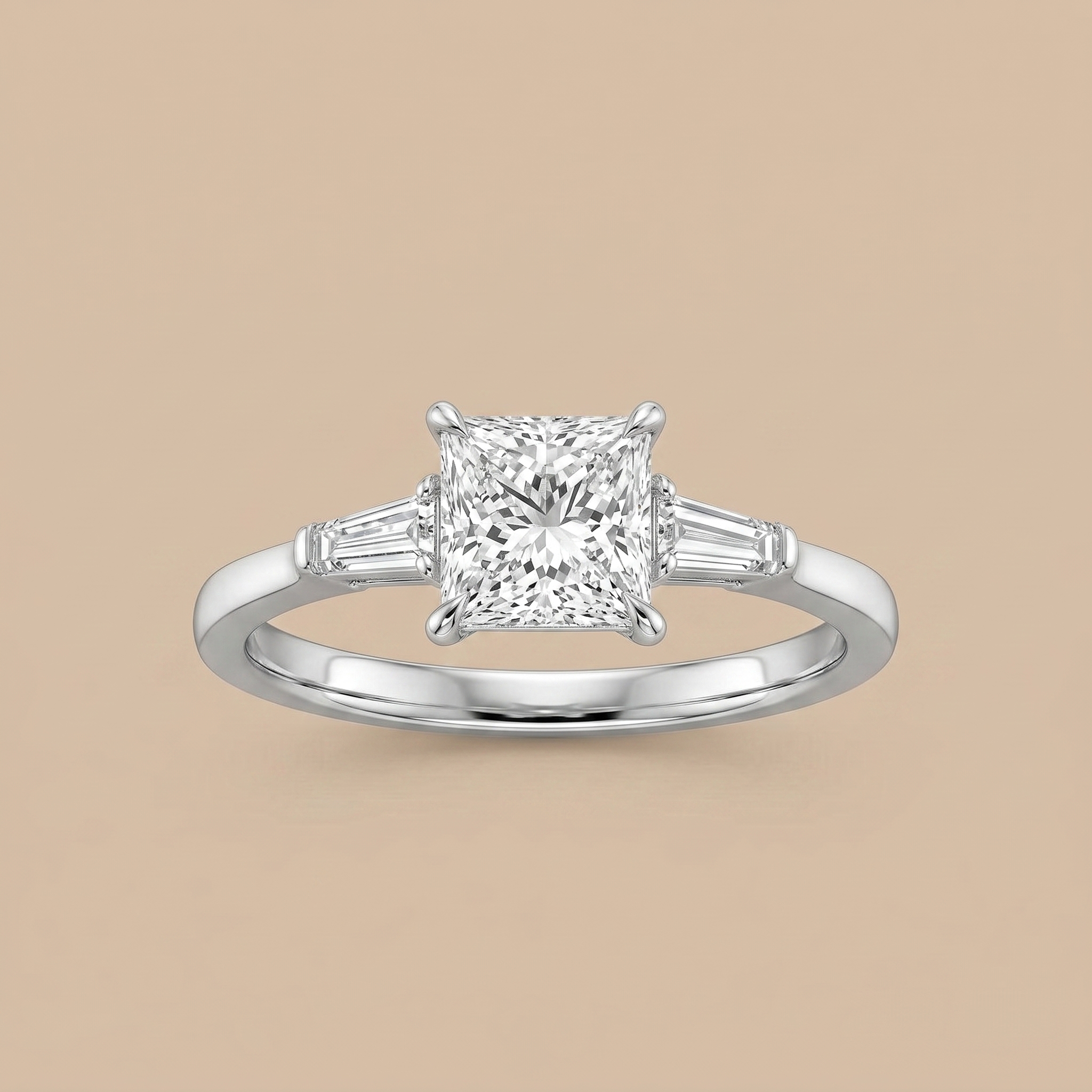 1.5ct Labgrown Princess Three Stone Engagement Ring