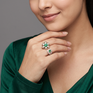 Twin flower disjointed polki ring