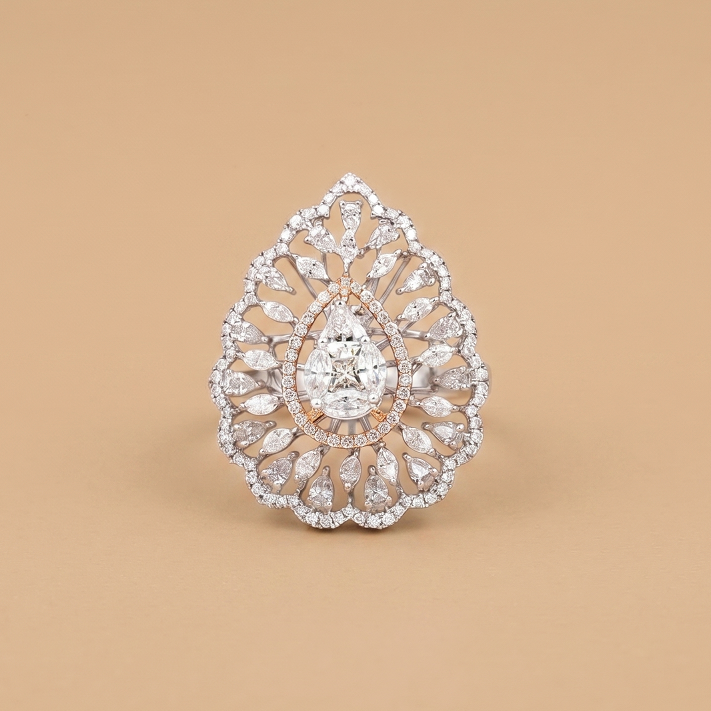 Pear Shape Illusion Setting Labgrown Cocktail Ring