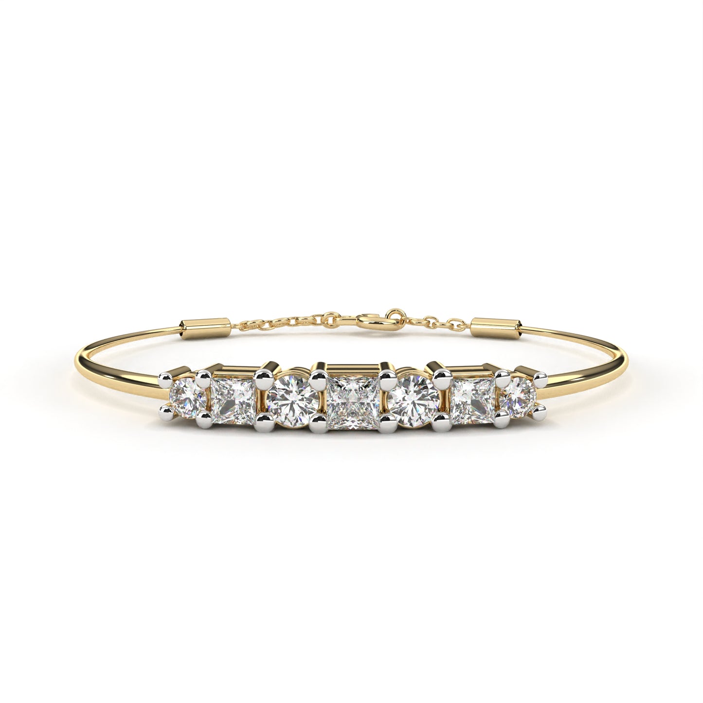 Round & Princess-cut Bar Bracelet