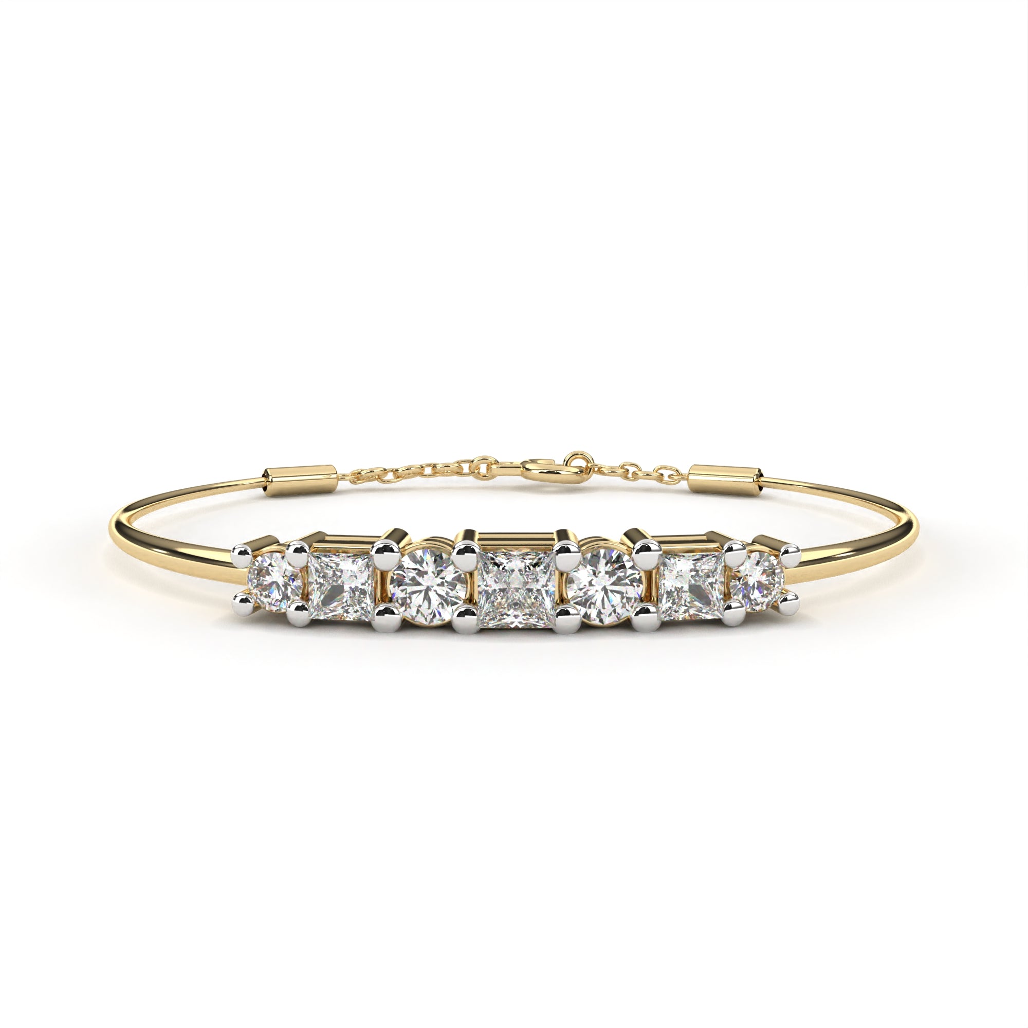 Round & Princess-cut Bar Bracelet