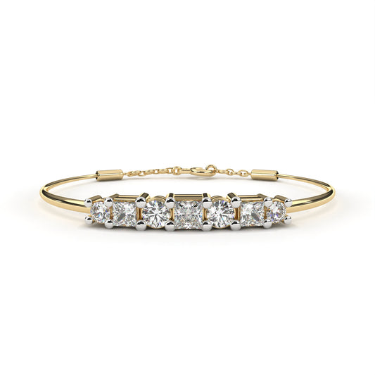 Round & Princess-cut Bar Bracelet