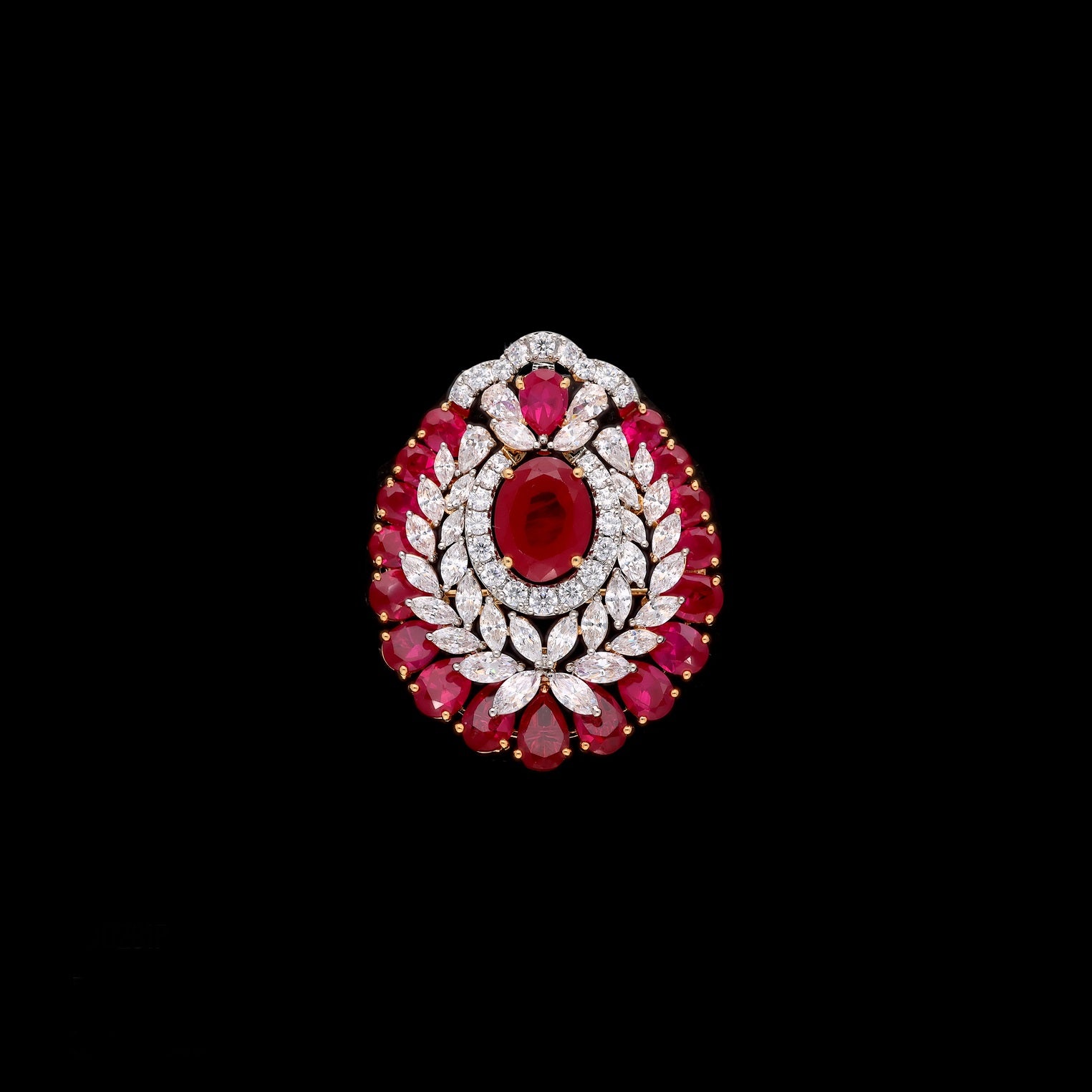 Crimson Red Flora Pendant / Brooch