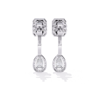 IGI-certified lab-grown emerald and pear-cut diamond solitaire earrings