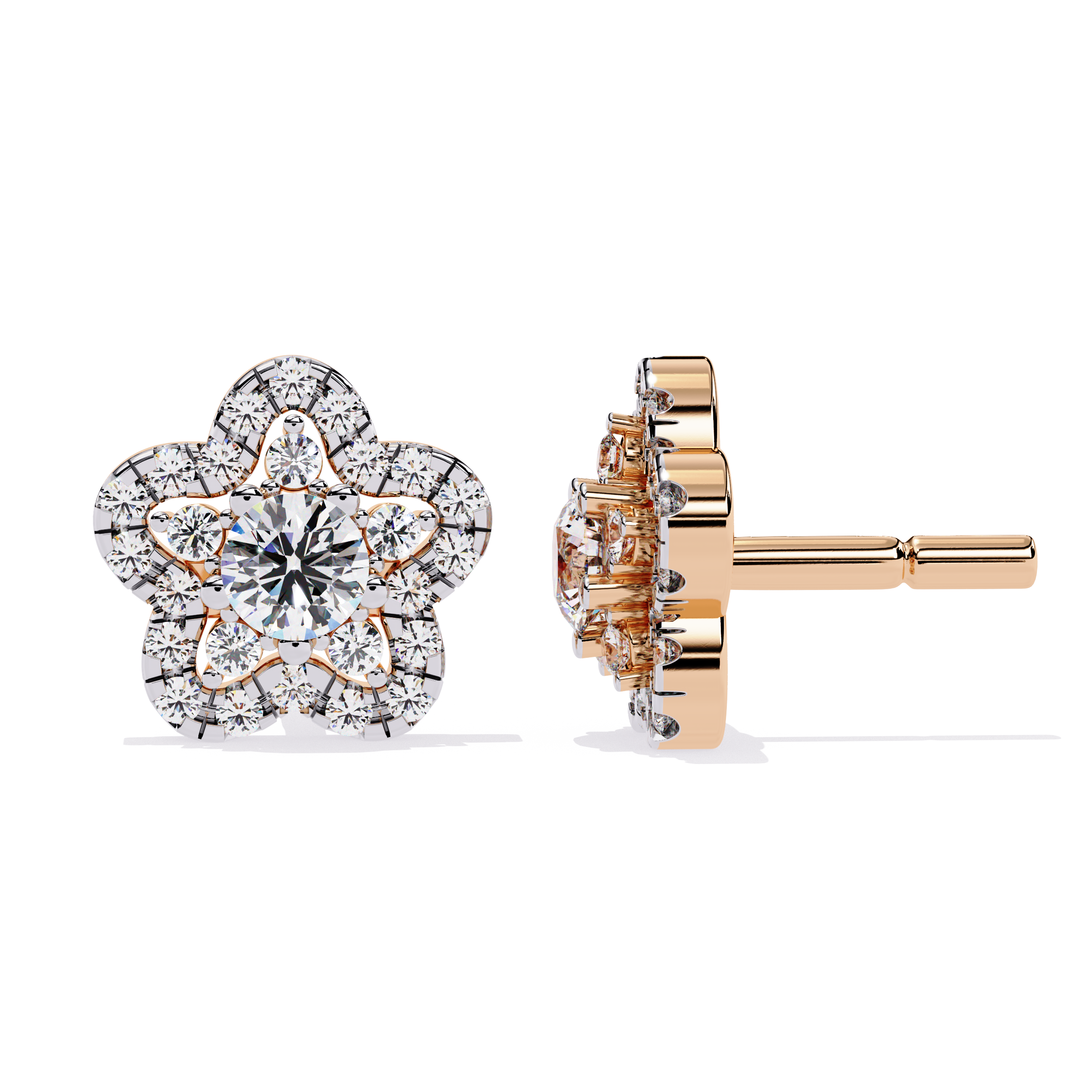 Round Diamond Star Studs
