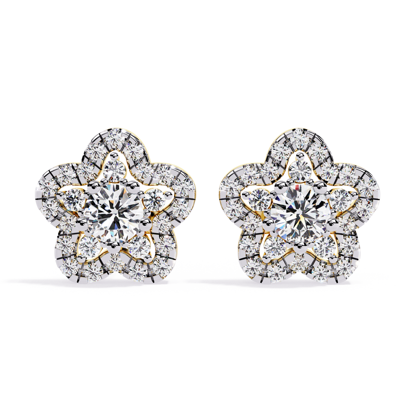 Round Diamond Star Studs
