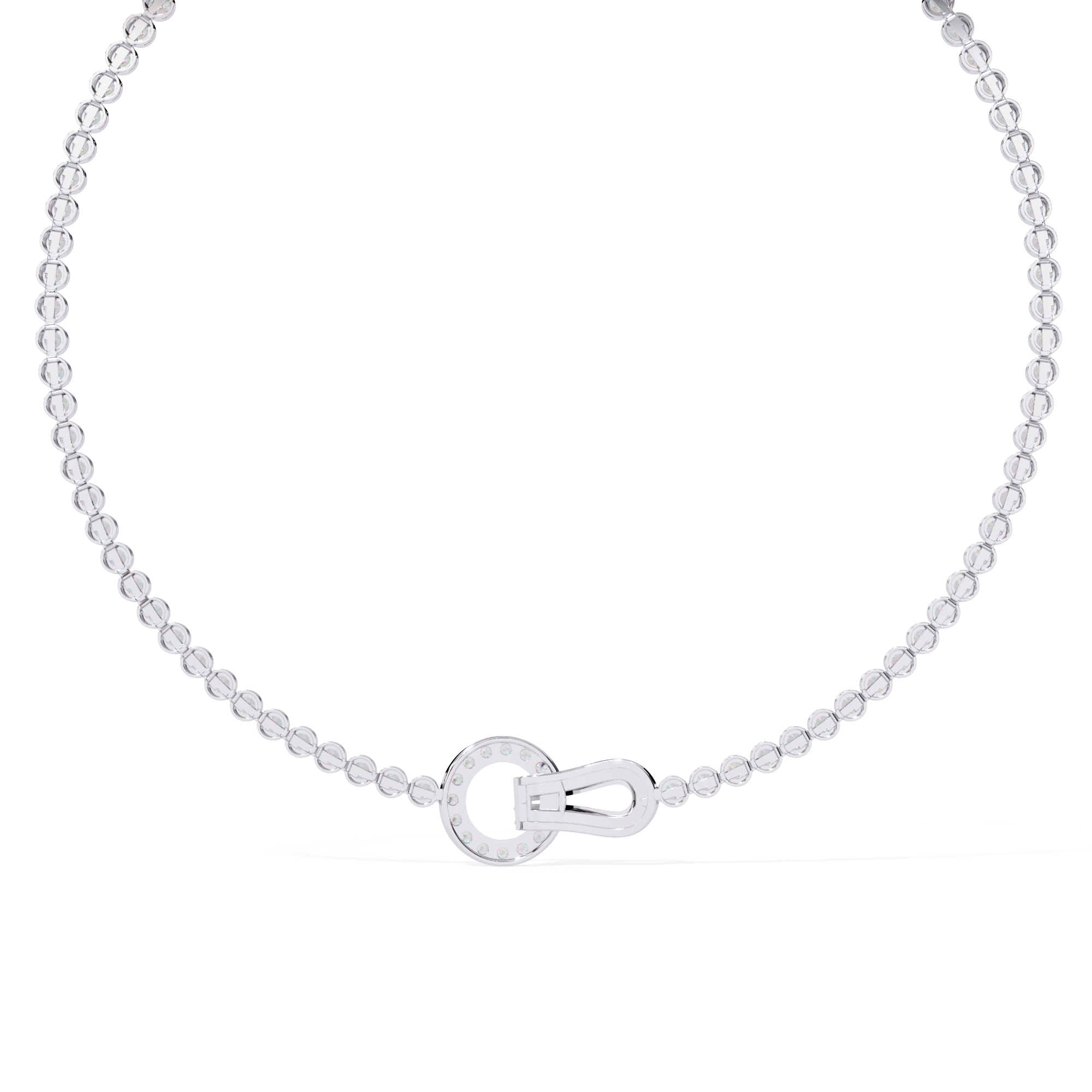 Round Pavé Loop Necklace