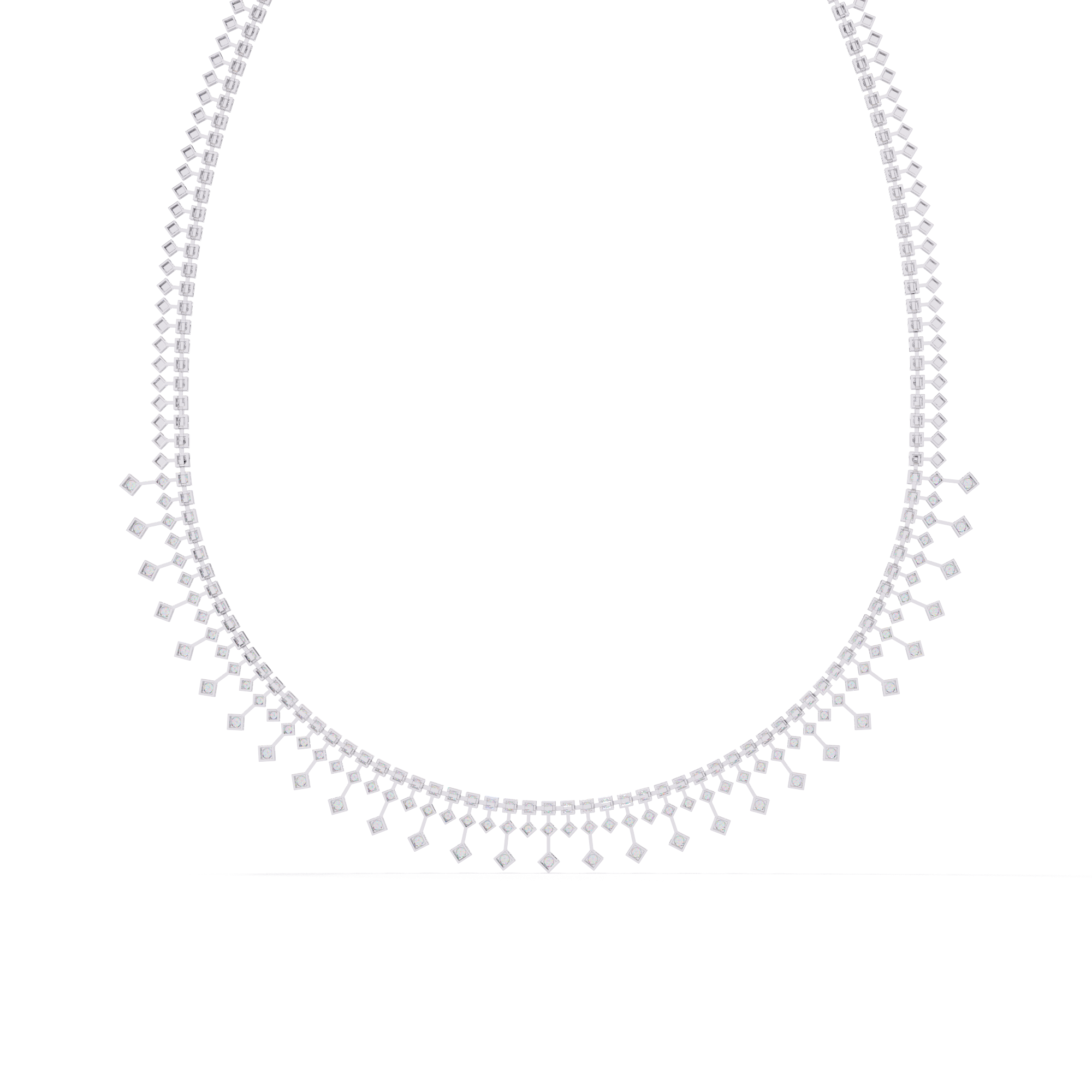 Round Arc & Princess Drop Necklace
