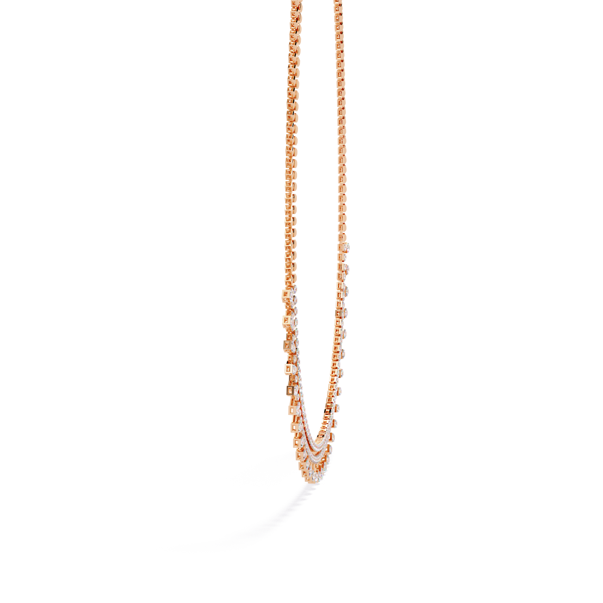 Round Arc & Princess Drop Necklace