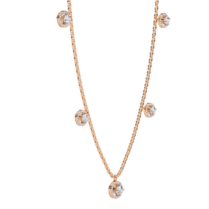 Classic Five-Solitaire Halo Necklace