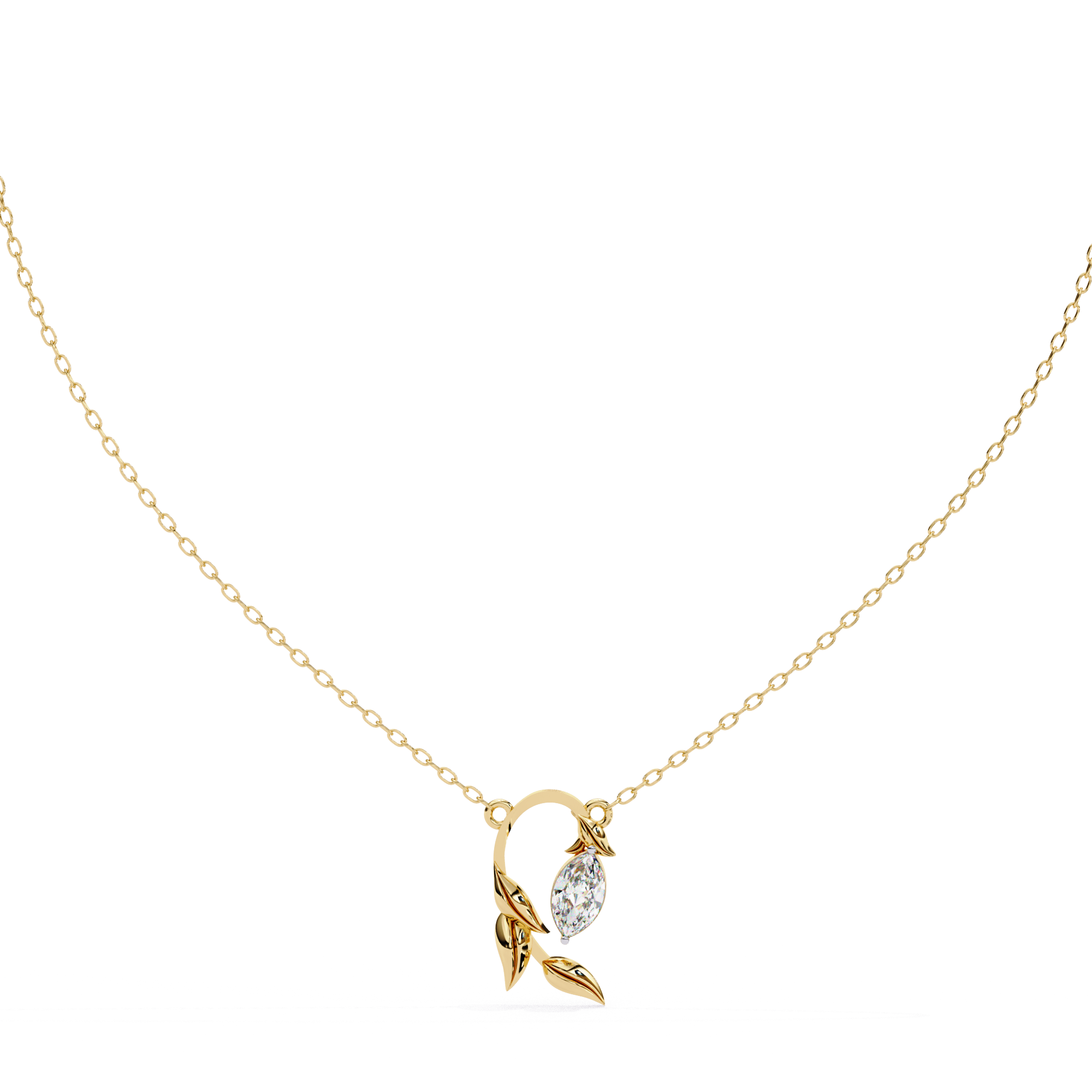Solitaire Leaf Pendant