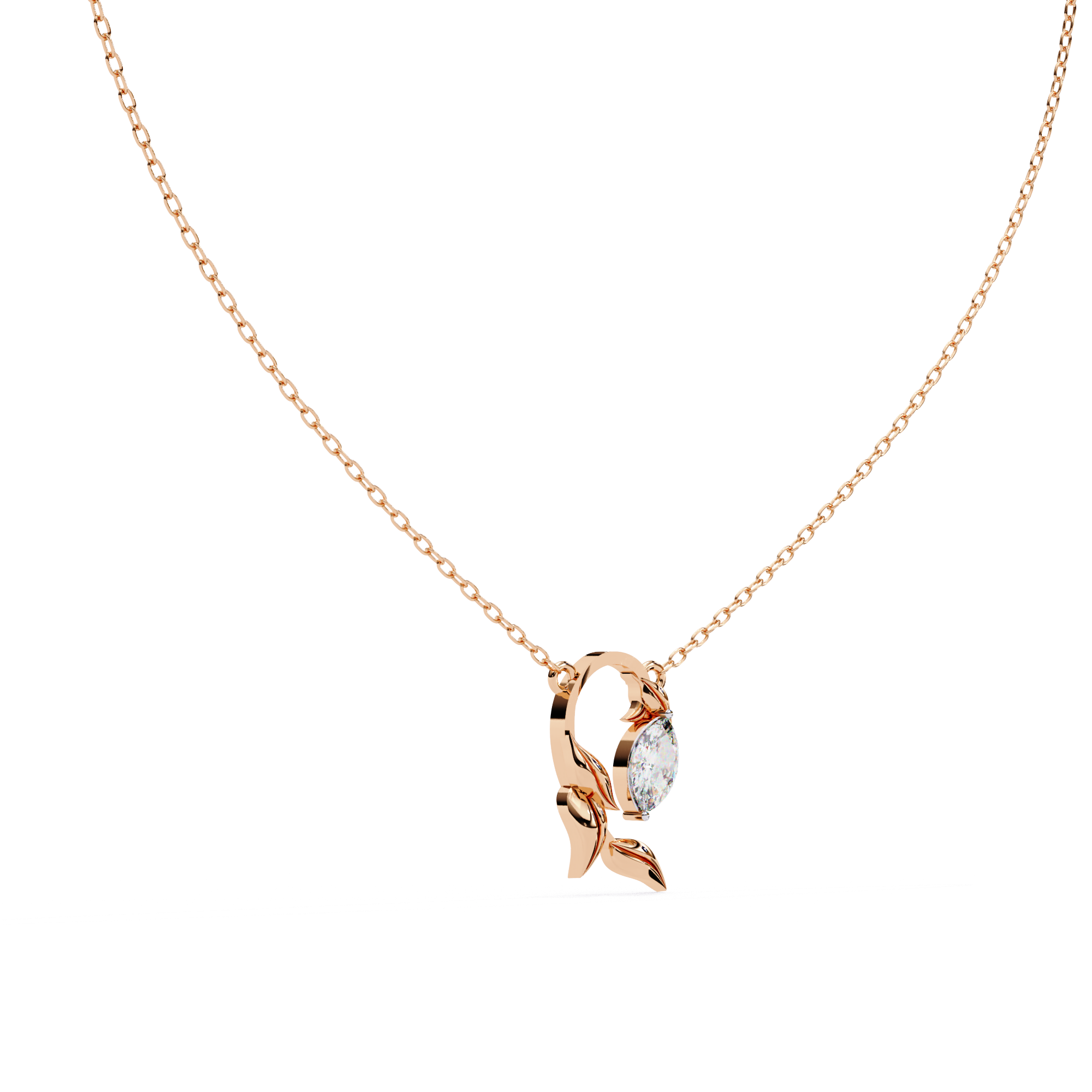 Solitaire Leaf Pendant