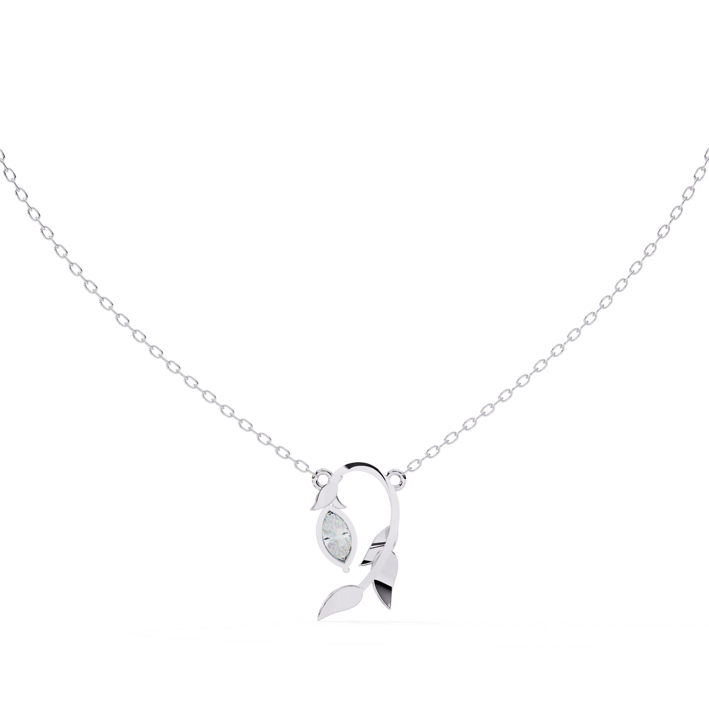 Solitaire Leaf Pendant