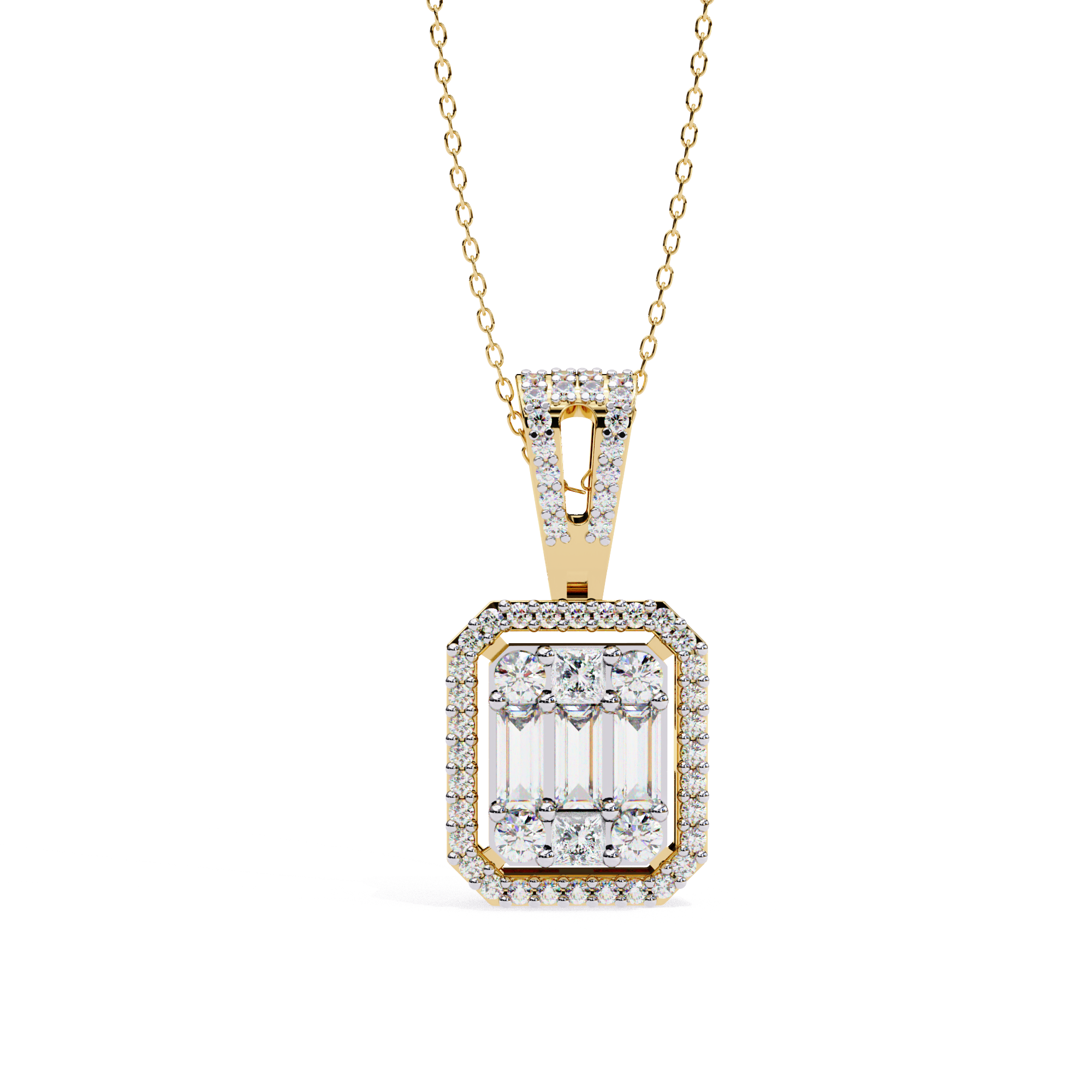 Rectangle Halo Pendant