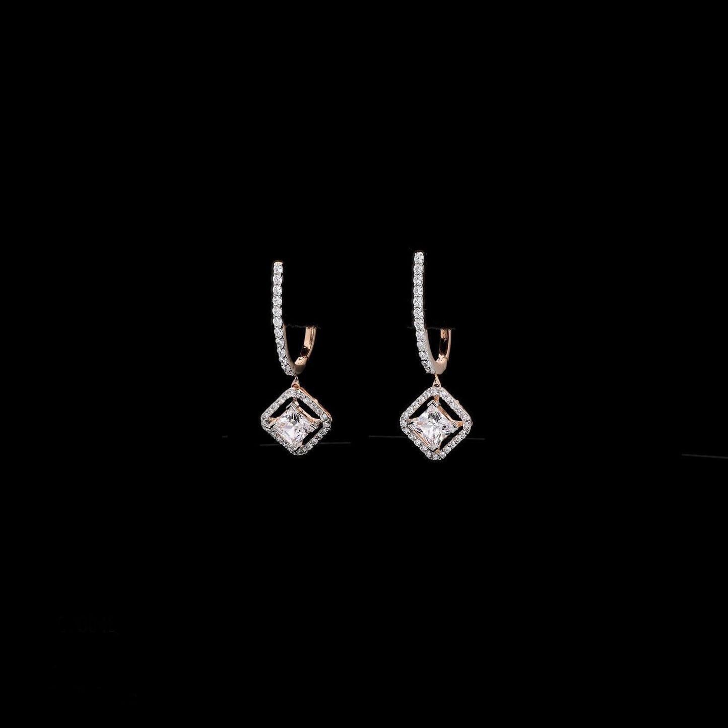 Princess Cut Sparkle Hoops Earrings