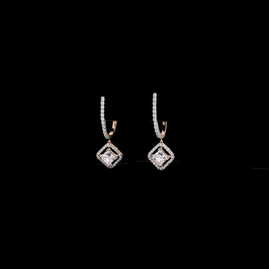 Princess Cut Sparkle Hoops Earrings