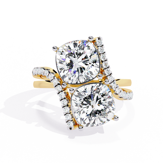 Cushion Duo Solitaire Ring