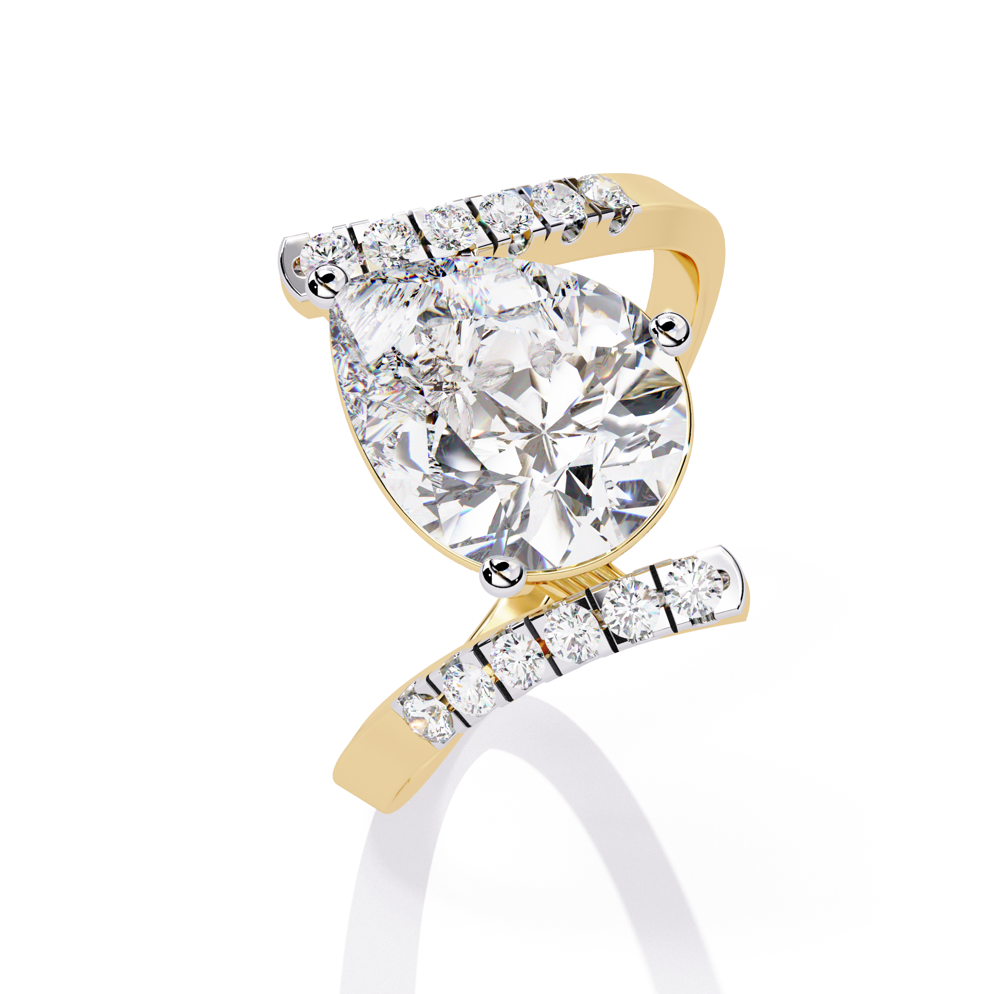 Pear-cut Bypass Ring