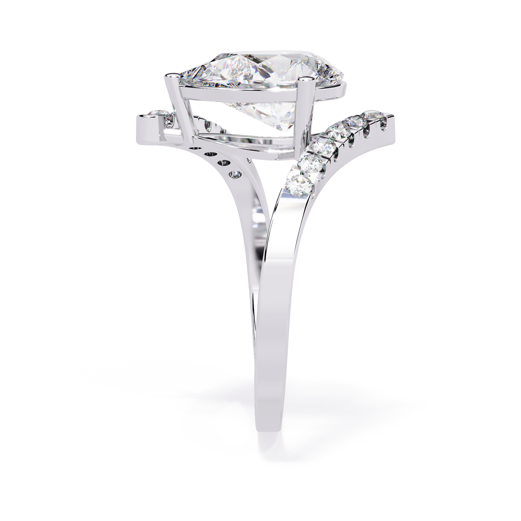 Pear-cut Bypass Ring