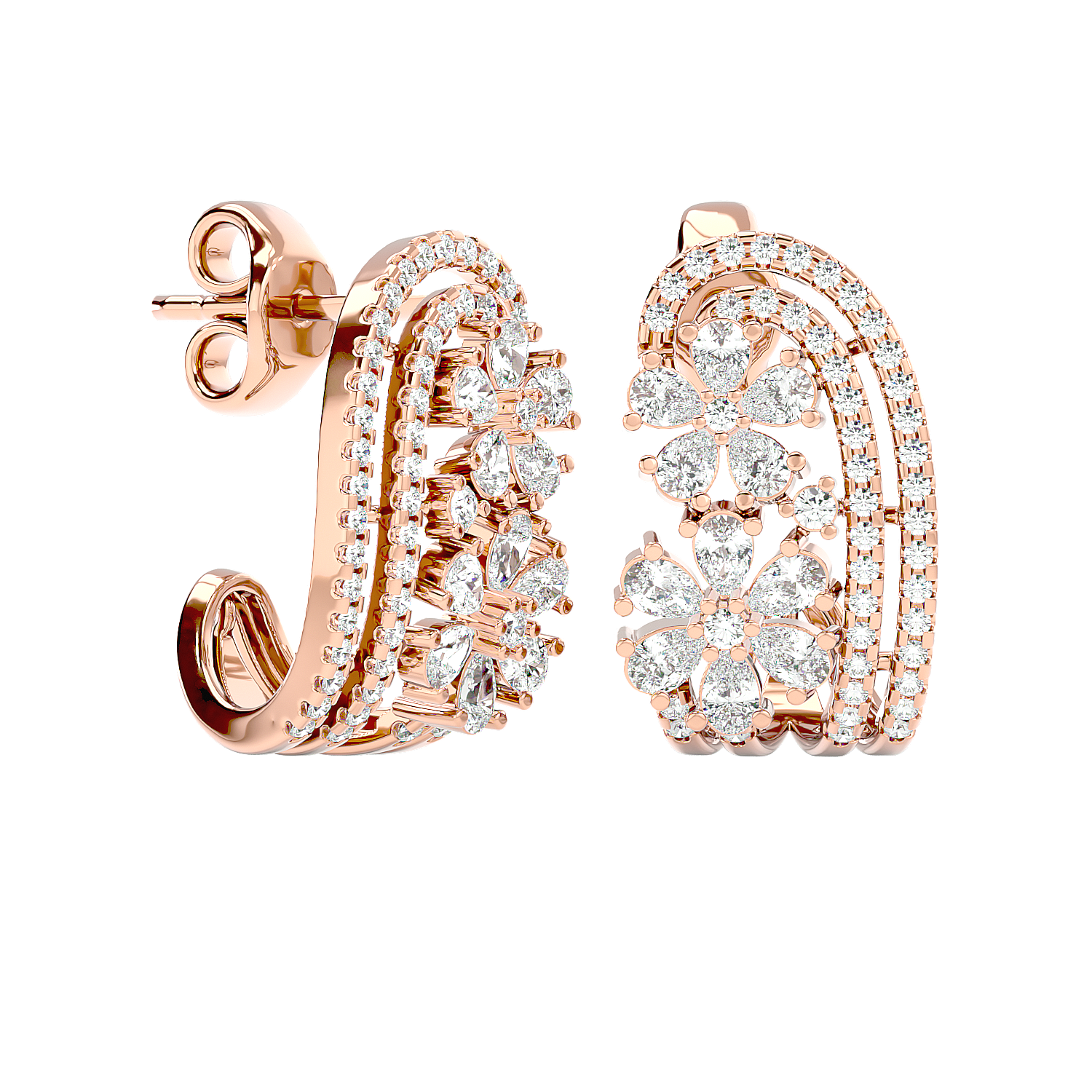 Diamond Twin Blossom Earrings