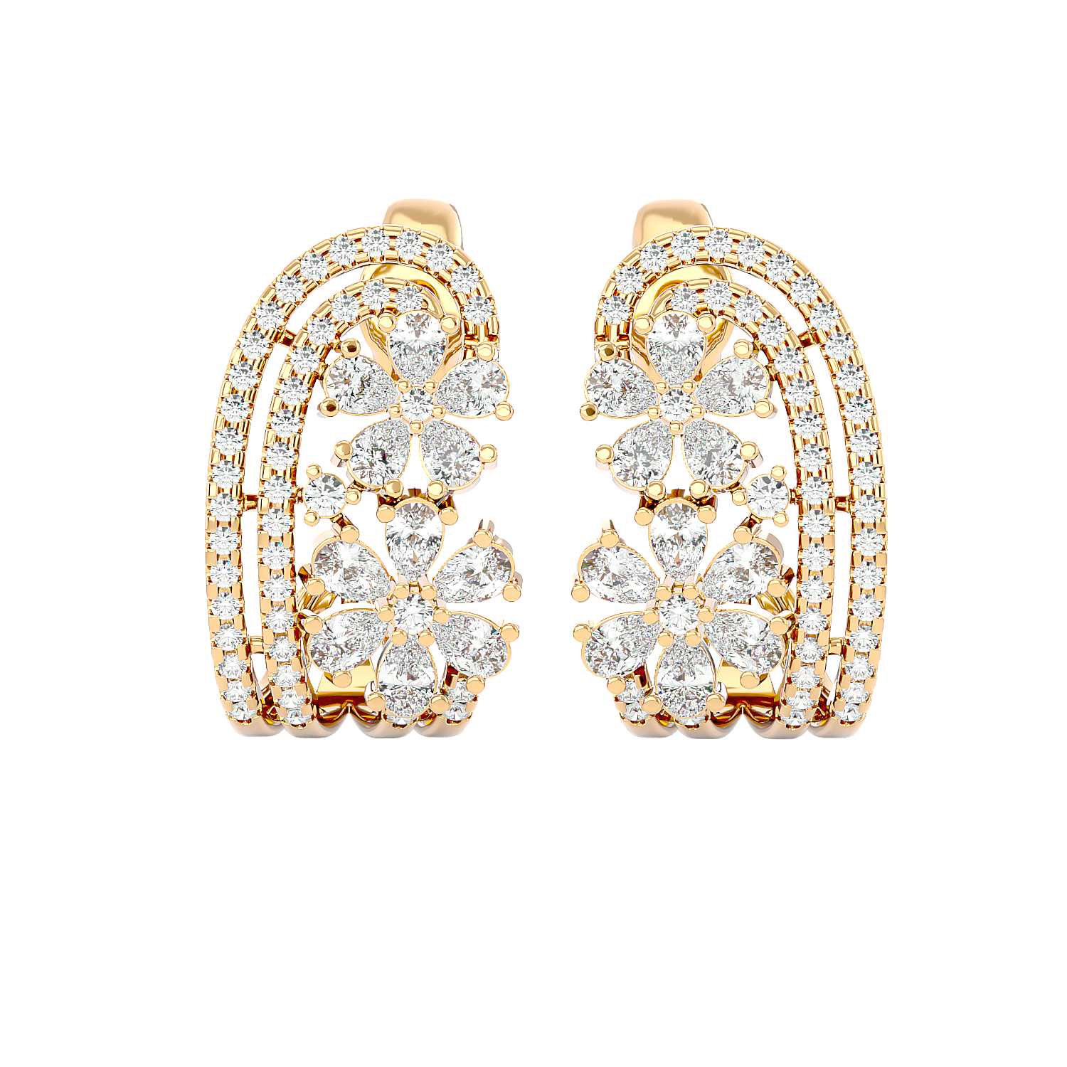 Diamond Twin Blossom Earrings