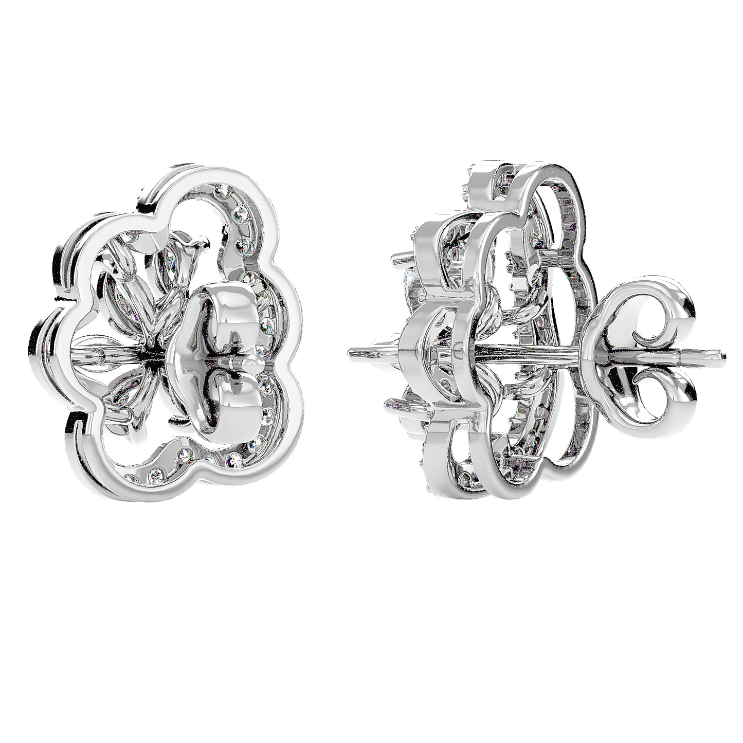 Teardrop & Round Halo Earrings