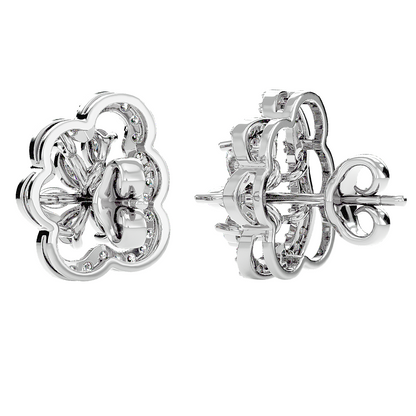 Teardrop & Round Halo Earrings