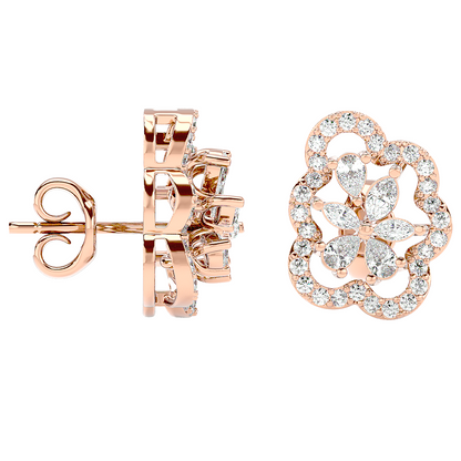 Teardrop & Round Halo Earrings